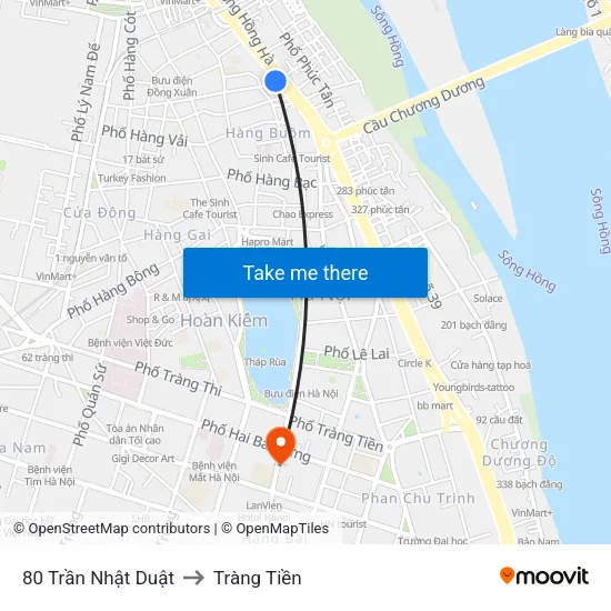 80 Trần Nhật Duật to Tràng Tiền map