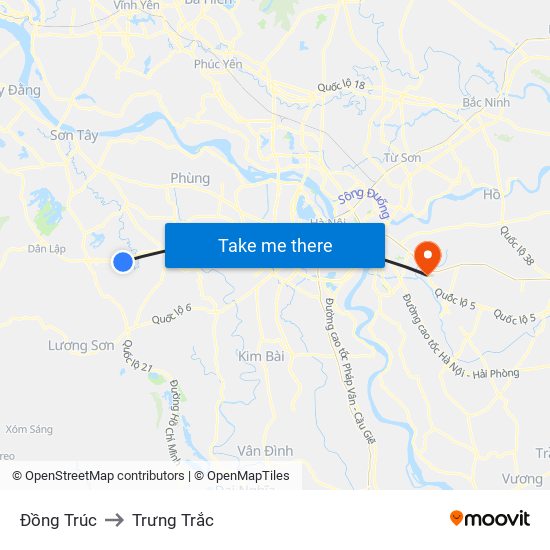 Đồng Trúc to Trưng Trắc map