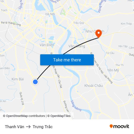 Thanh Văn to Trưng Trắc map