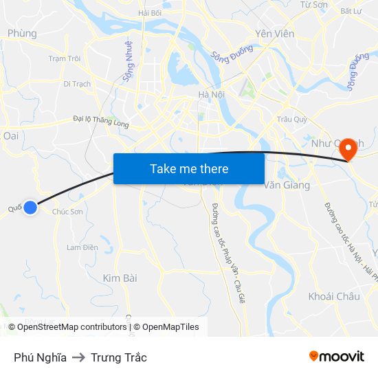 Phú Nghĩa to Trưng Trắc map