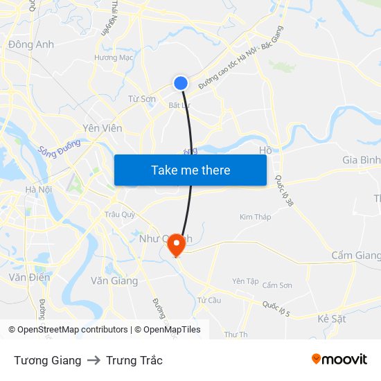 Tương Giang to Trưng Trắc map