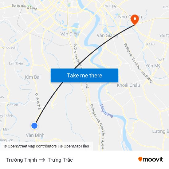 Trường Thịnh to Trưng Trắc map