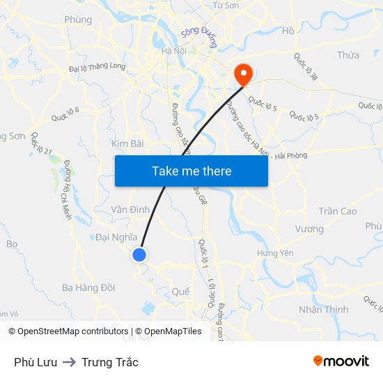 Phù Lưu to Trưng Trắc map