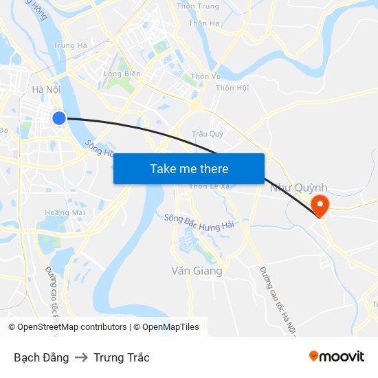 Bạch Đằng to Trưng Trắc map