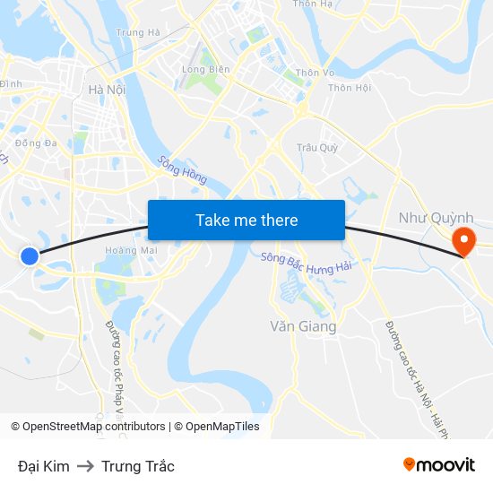 Đại Kim to Trưng Trắc map