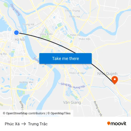 Phúc Xá to Trưng Trắc map