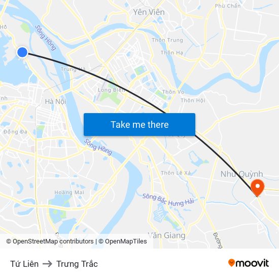 Tứ Liên to Trưng Trắc map