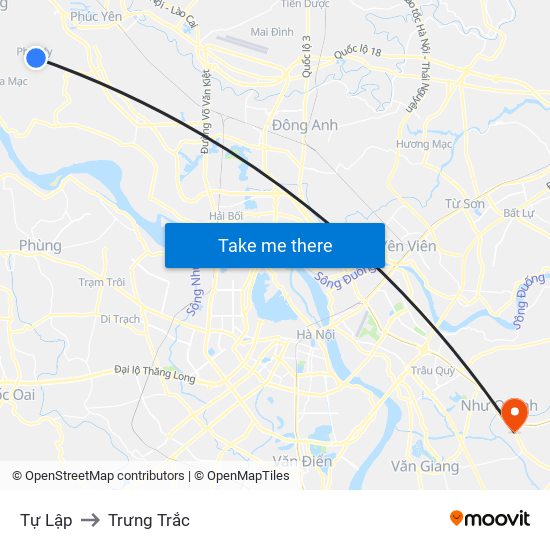 Tự Lập to Trưng Trắc map