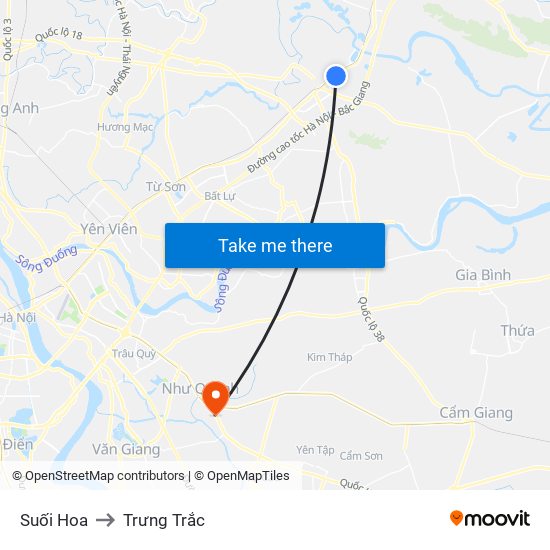 Suối Hoa to Trưng Trắc map