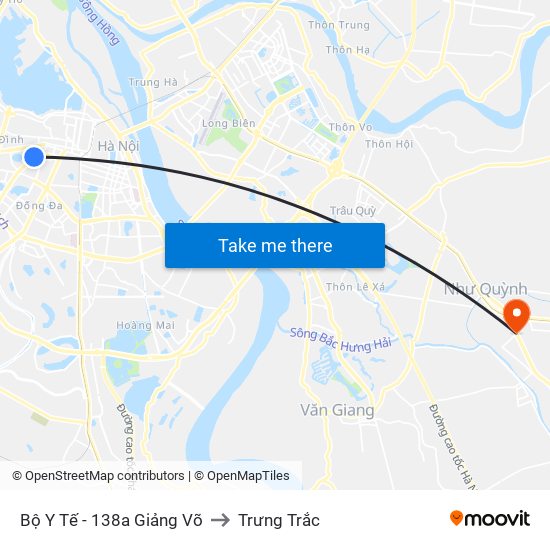 Bộ Y Tế - 138a Giảng Võ to Trưng Trắc map