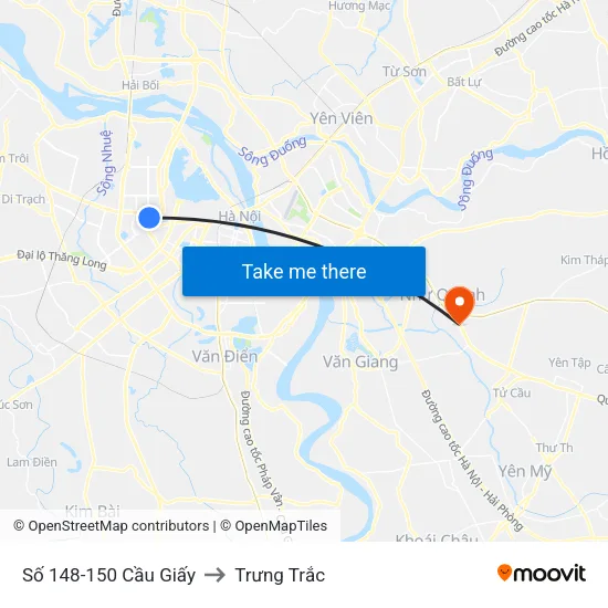 Số 148-150 Cầu Giấy to Trưng Trắc map