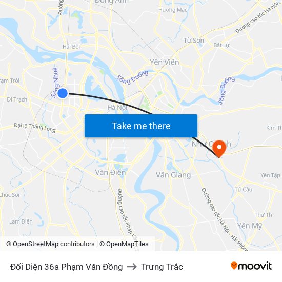 Đối Diện 36a Phạm Văn Đồng to Trưng Trắc map