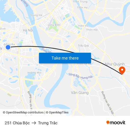 251 Chùa Bộc to Trưng Trắc map