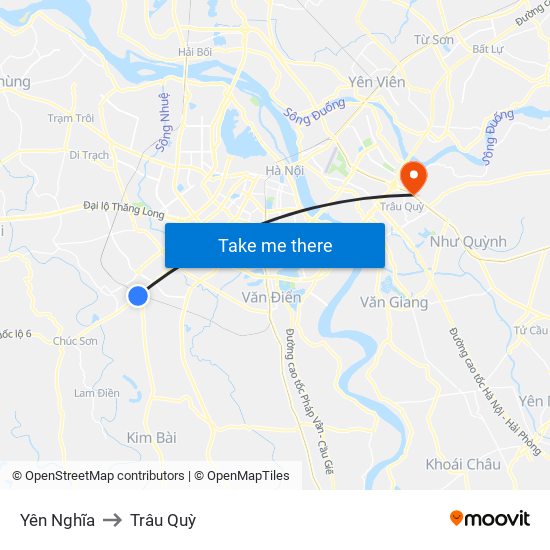 Yên Nghĩa to Trâu Quỳ map