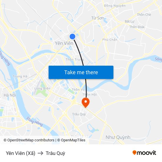 Yên Viên (Xã) to Trâu Quỳ map