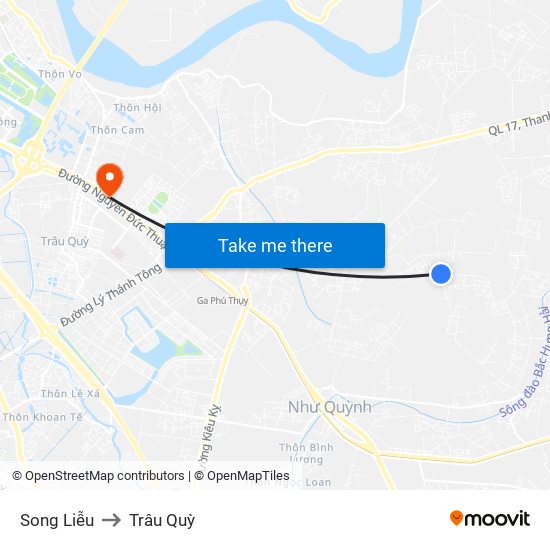 Song Liễu to Trâu Quỳ map