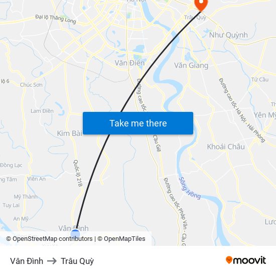 Vân Đình to Trâu Quỳ map