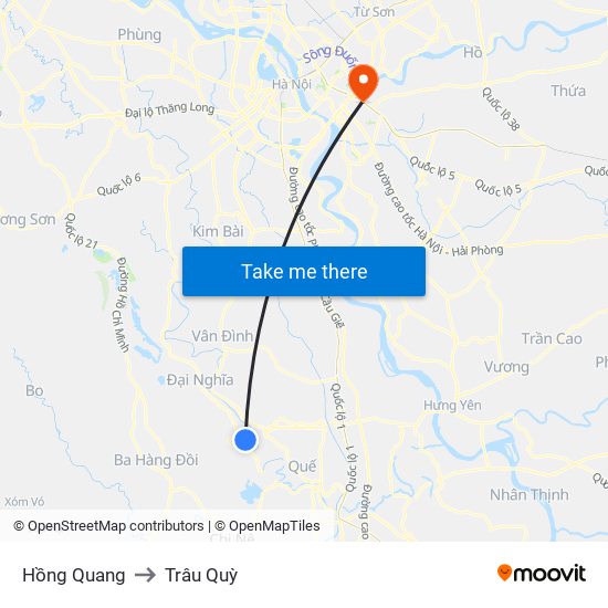 Hồng Quang to Trâu Quỳ map