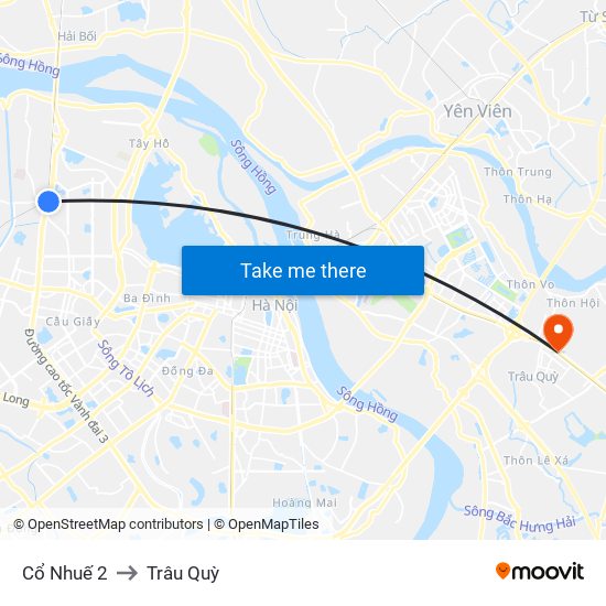 Cổ Nhuế 2 to Trâu Quỳ map