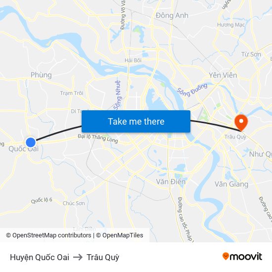 Huyện Quốc Oai to Trâu Quỳ map