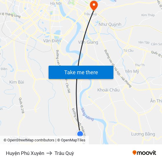 Huyện Phú Xuyên to Trâu Quỳ map