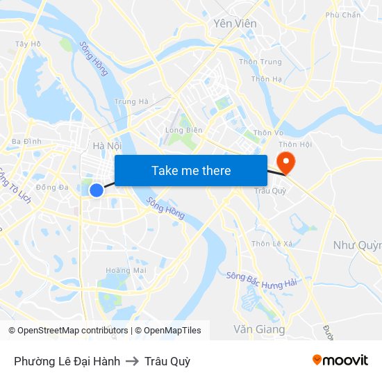 Phường Lê Đại Hành to Trâu Quỳ map