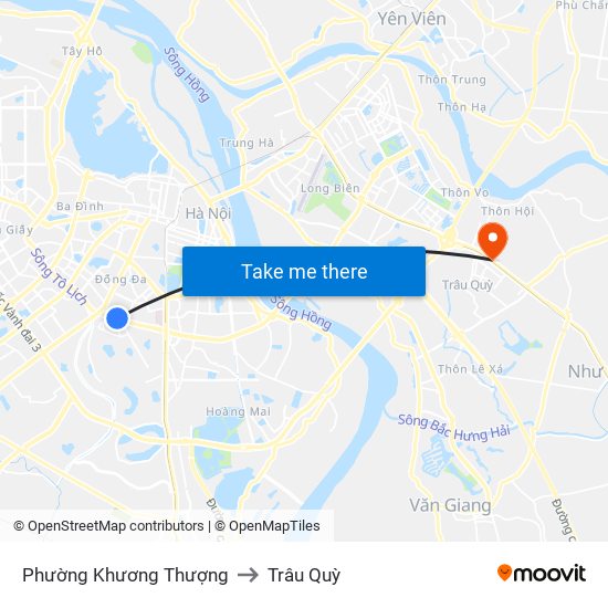 Phường Khương Thượng to Trâu Quỳ map