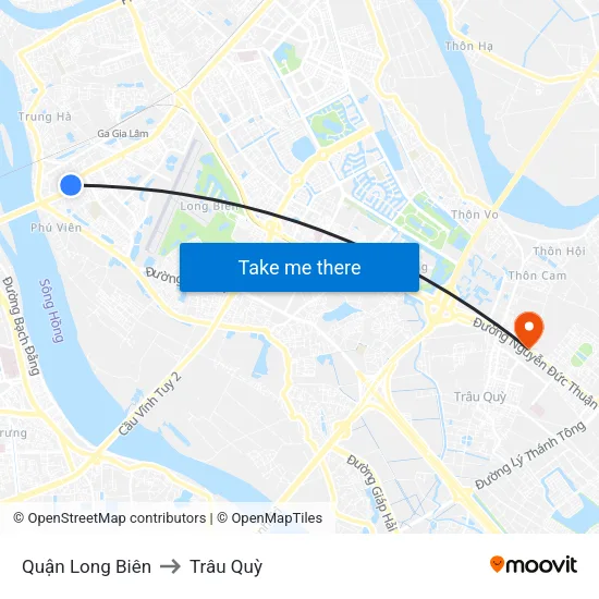 Quận Long Biên to Trâu Quỳ map