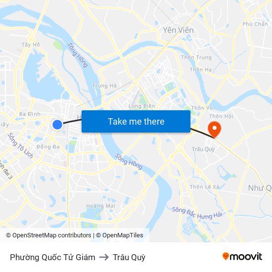 Phường Quốc Tử Giám to Trâu Quỳ map