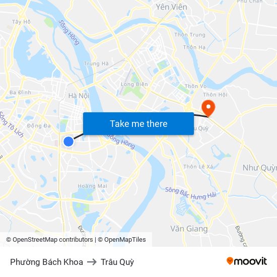 Phường Bách Khoa to Trâu Quỳ map