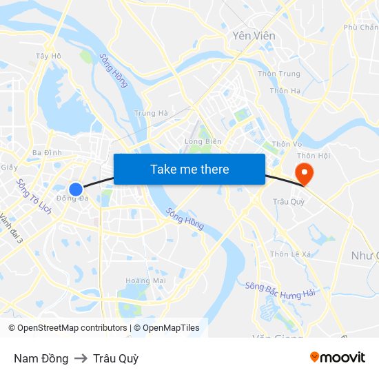 Nam Đồng to Trâu Quỳ map