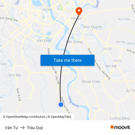 Văn Tự to Trâu Quỳ map