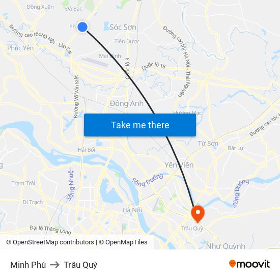 Minh Phú to Trâu Quỳ map