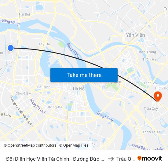 Đối Diện Học Viện Tài Chính - Đường Đức Thắng to Trâu Quỳ map