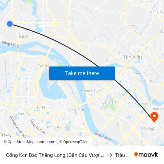 Cổng Kcn Bắc Thăng Long (Gần Cầu Vượt Bộ Hành) to Trâu Quỳ map