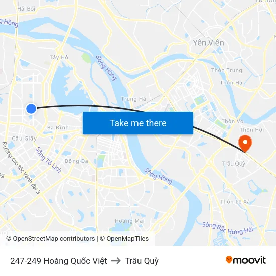 247-249 Hoàng Quốc Việt to Trâu Quỳ map