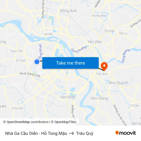 Nhà Ga Cầu Diễn - Hồ Tùng Mậu to Trâu Quỳ map