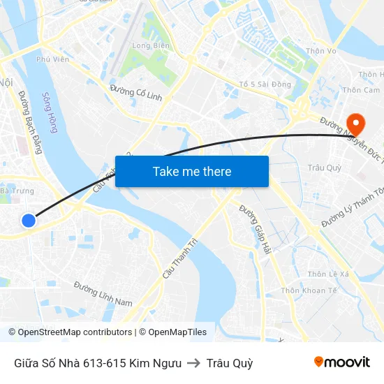Giữa Số Nhà 613-615 Kim Ngưu to Trâu Quỳ map