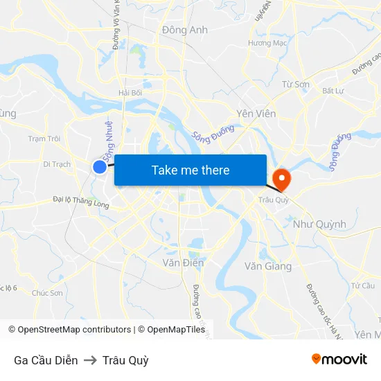 Ga Cầu Diễn to Trâu Quỳ map