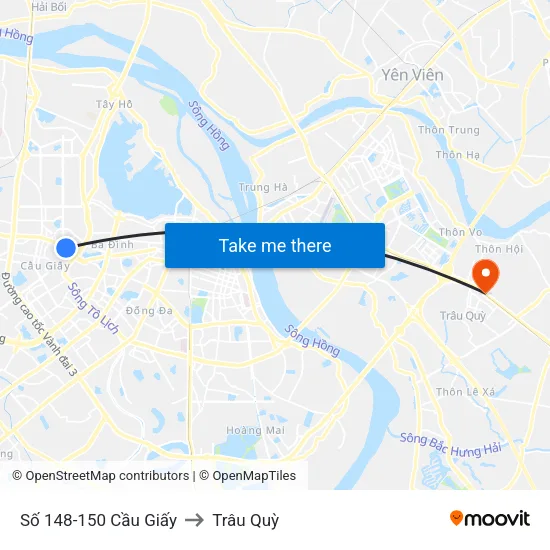 Số 148-150 Cầu Giấy to Trâu Quỳ map
