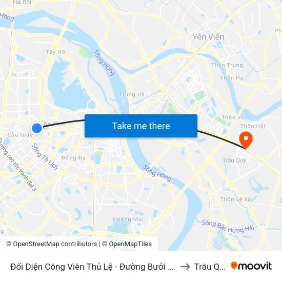 Đối Diện Công Viên Thủ Lệ - Đường Bưởi Dưới to Trâu Quỳ map