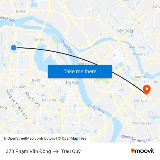 373 Phạm Văn Đồng to Trâu Quỳ map