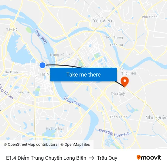 E1.4 Điểm Trung Chuyển Long Biên to Trâu Quỳ map