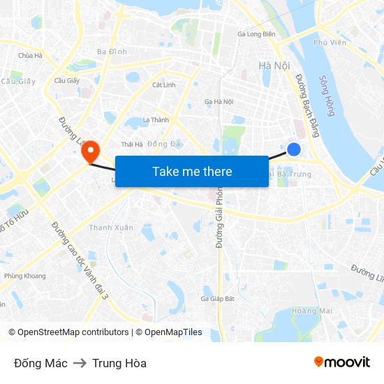 Đống Mác to Trung Hòa map