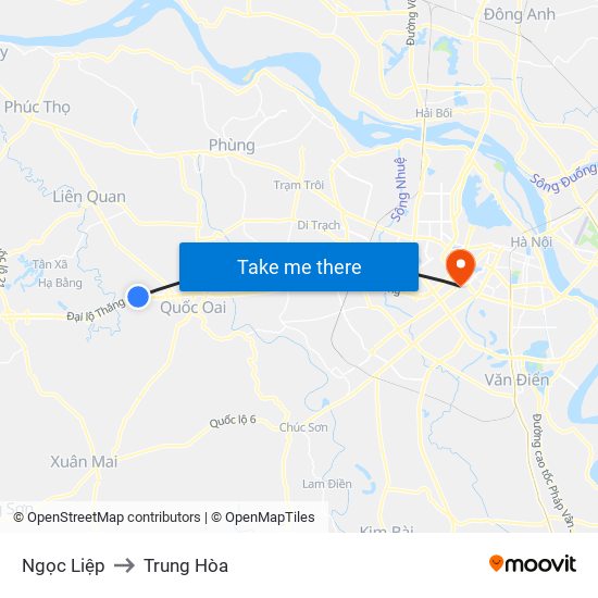 Ngọc Liệp to Trung Hòa map