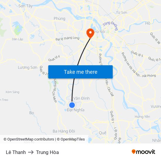 Lê Thanh to Trung Hòa map