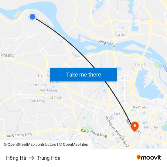 Hồng Hà to Trung Hòa map