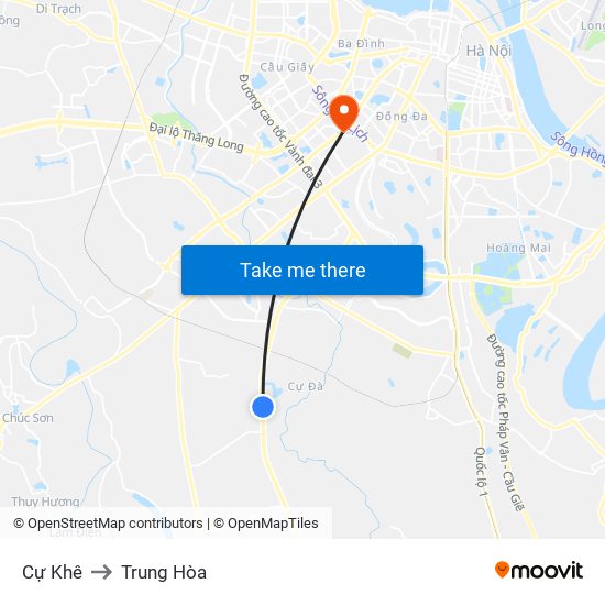 Cự Khê to Trung Hòa map