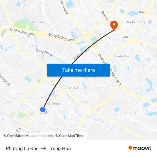 Phường La Khê to Trung Hòa map