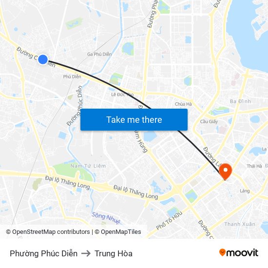 Phường Phúc Diễn to Trung Hòa map